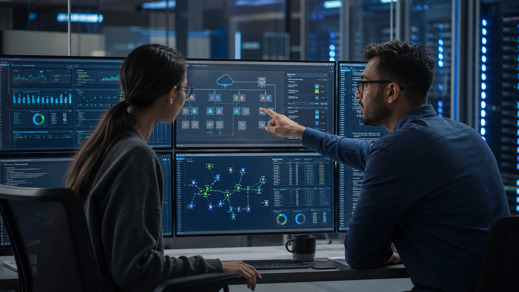 Equipo técnico revisando servicios de AWS, seguridad cloud y operación de infraestructura